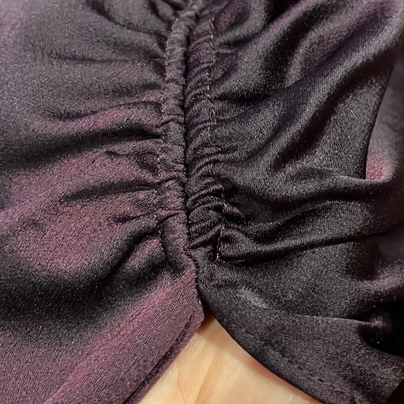 BHLDN Jennings Ruched Side Slit Satin Charmeuse Dress NEW Size 6 Dark Berry - Picture 11 of 14